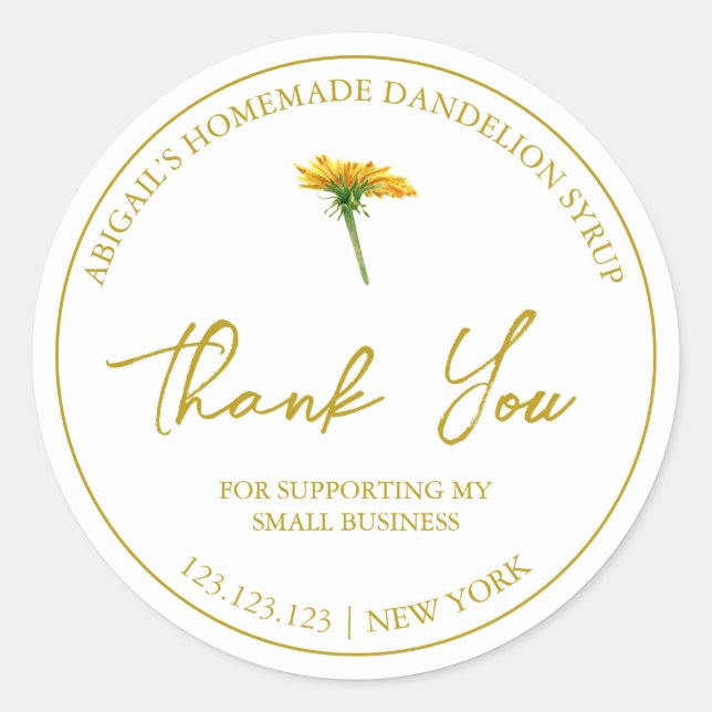 Adesivo Rótulo de Agradecimento de Xarope de Dente-de-Leão (Frente)