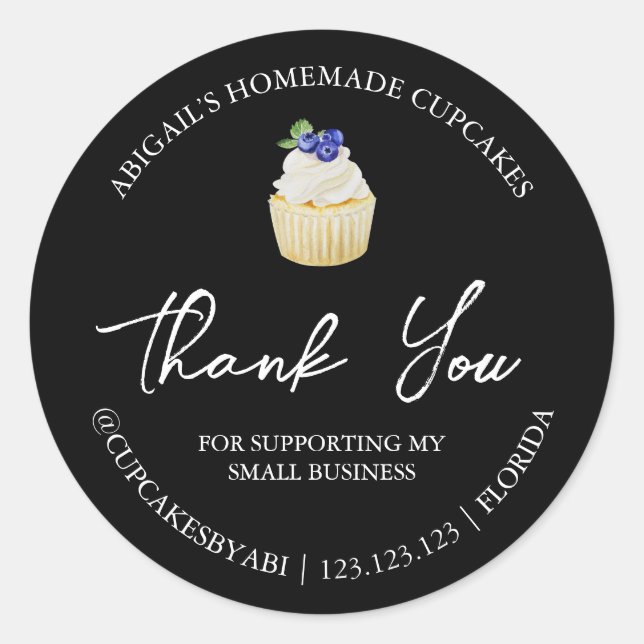 Adesivo Rótulo de agradecimento para cupcakes caseiros sim (Frente)