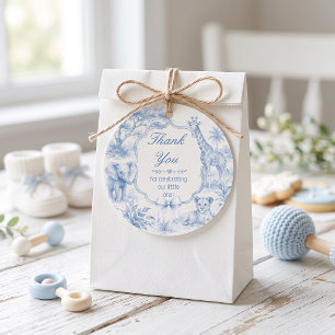 Adesivo Rótulo de Agradecimento Redondo Baby Blue Toile Sa