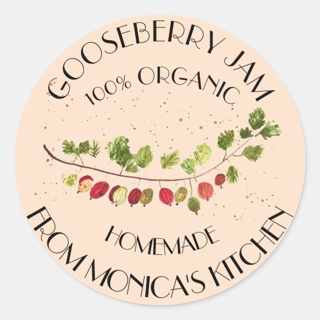 Adesivo Rótulo de água-furtada de geleia de groselha Fruta (Frente)