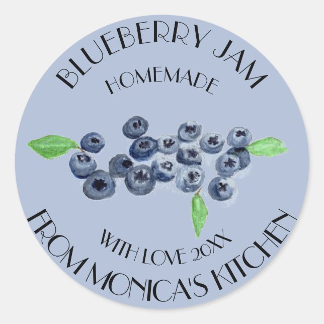 Adesivo Rótulo de água-furtada de geleia de mirtilo na coz (Frente)