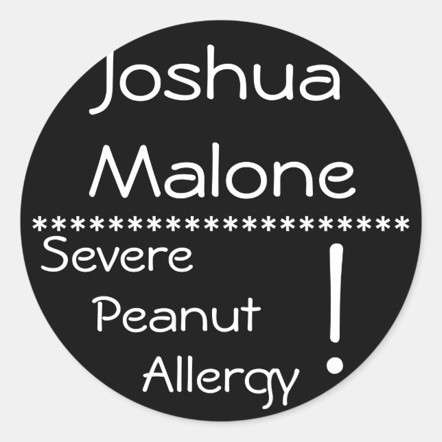 Adesivo Rótulo de Alergia Grave a Peanut (Frente)