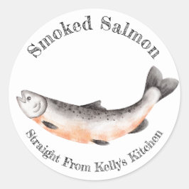 Adesivo Rótulo de alimentos de salmão defumado de negócios