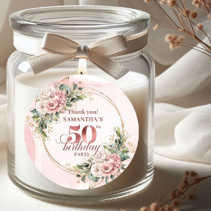 Adesivo Rótulo de Aniversário de 50 anos Soft Blush Rose G