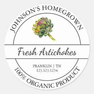 Adesivo Rótulo de Artichote Orgânico Fresco de Jardim Home