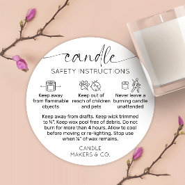 Adesivo Rótulo de Aviso de Vela Escrita Preta Moderna Escr