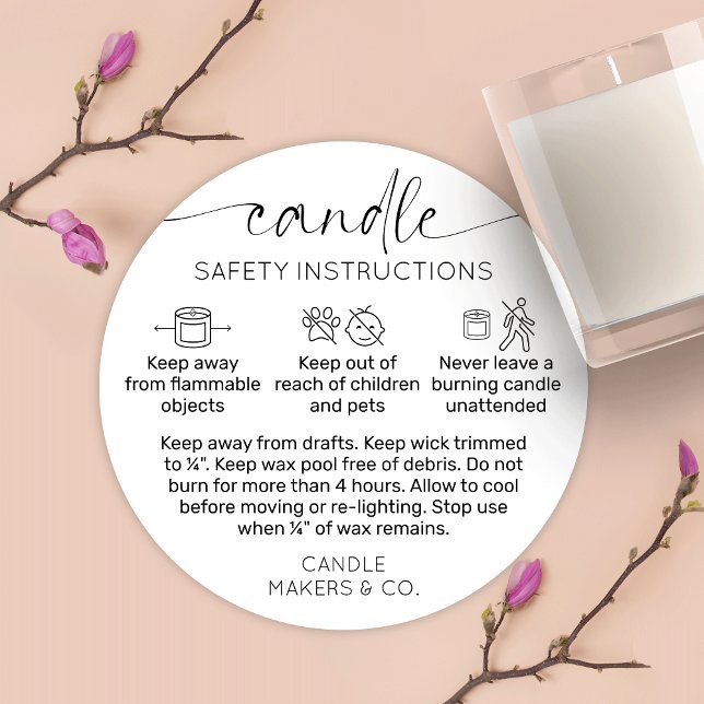 Adesivo Rótulo de Aviso de Vela Escrita Preta Moderna Escr (Criador carregado)