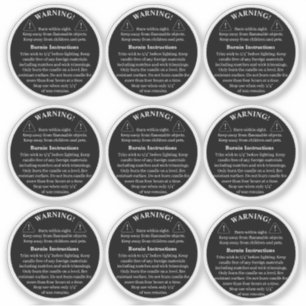 Adesivo Rótulo de aviso de vinilo do produto de velas