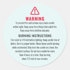 Adesivo Rótulo de Avisos de Velas e Instruções de Gravação