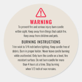 Adesivo Rótulo de Avisos de Velas e Instruções de Gravação