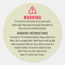 Adesivo Rótulo de Avisos de Velas e Instruções de Gravação
