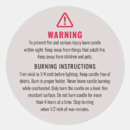 Adesivo Rótulo de Avisos de Velas e Instruções de Gravação