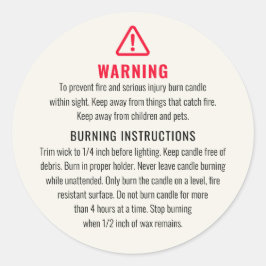 Adesivo Rótulo de Avisos de Velas e Instruções de Gravação
