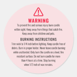 Adesivo Rótulo de Avisos de Velas e Instruções de Gravação