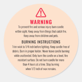 Adesivo Rótulo de Avisos de Velas e Instruções de Gravação