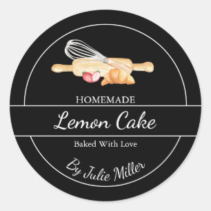 Adesivo Rótulo de Baking Homemade Simples Preto