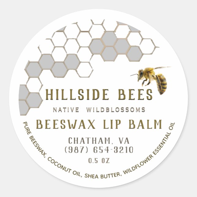 Adesivo Rótulo de Balm de Flor Selvagem com Honeycomb & Be (Frente)
