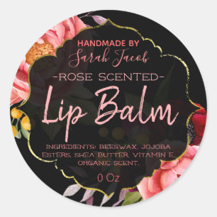 Adesivo Rótulo de Balm de Lip Floral Personalizável