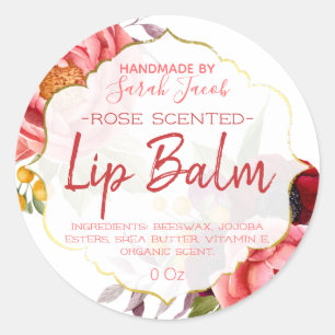 Adesivo Rótulo de Balm de Lip Floral Personalizável