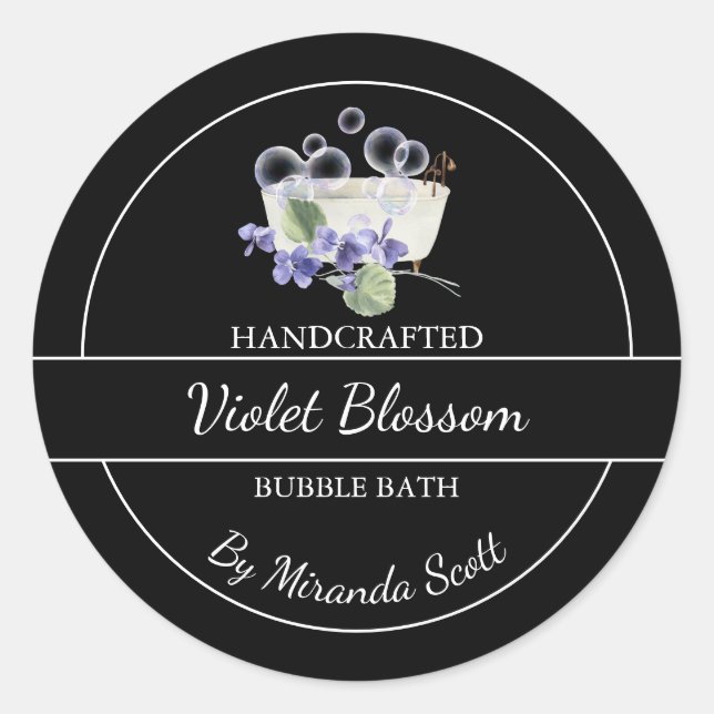 Adesivo Rótulo de Banheira de Bolha Violeta Simples Homema (Frente)