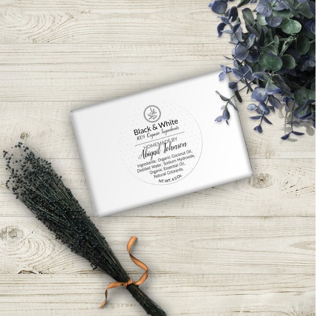 Adesivo Rótulo de Banho e Corpo Homemade Preto e Branco (Criador carregado)