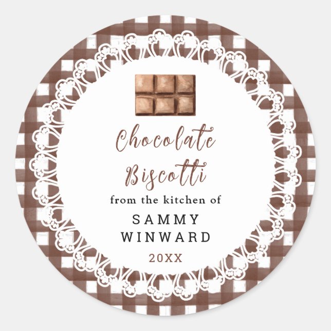 Adesivo Rótulo de Biscotti de Chocolate Caseiro (Frente)