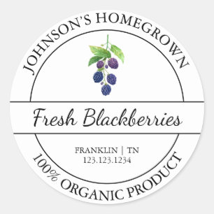 Adesivo Rótulo de Blackberry Orgânico Fresco para Jardim d