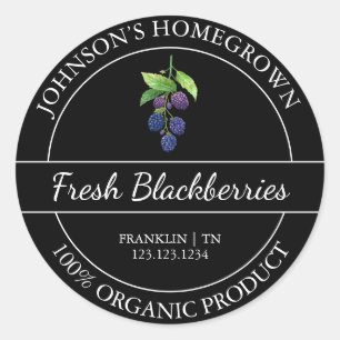 Adesivo Rótulo de Blackberry Orgânico Fresco para Jardim d