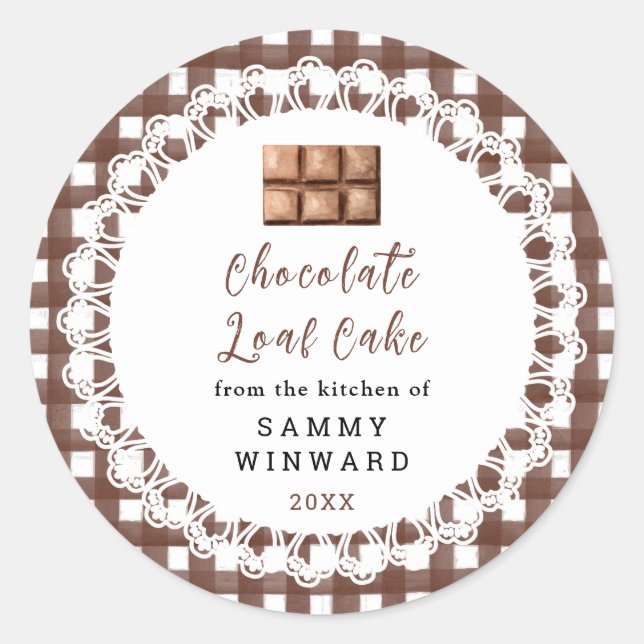 Adesivo Rótulo de Bolo de Chocolate Caseiro (Frente)