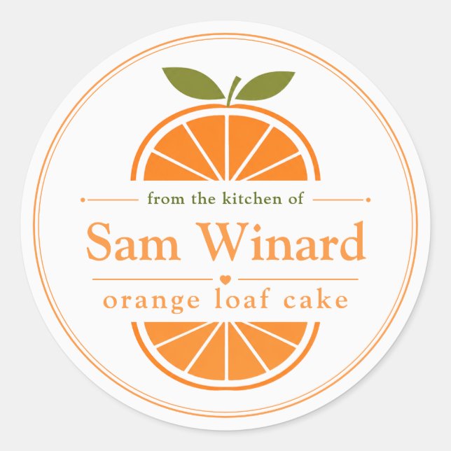Adesivo Rótulo de Bolo de Laranja Caseiro da Cozinha (Frente)