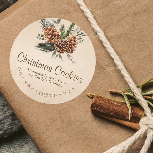 Adesivo Rótulo de Caixa de Biscoito de Natal Kraft Pine Co (Criador carregado)