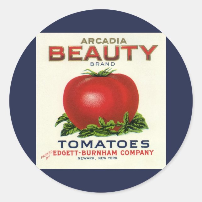 Adesivo Rótulo de Caixa de Frutas Antigas, Tomates Arcadia (Frente)