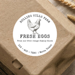 Adesivo Rótulo de Caixa de Ovos de Galinha da Fazenda Bran