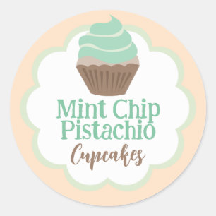 Adesivo Rótulo de Canelado de Cupcake de Pistache de Horte