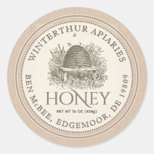 Adesivo Rótulo De Carro De Mel Bordado Kraft (Vintage Skep