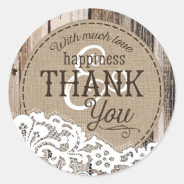 Adesivo Rótulo de Casamento de Madeira e Lace Rustic Count