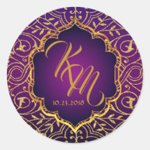 Rótulo de Casamento de Monograma de Noites de Boll