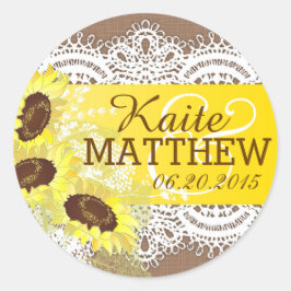 Adesivo Rótulo de Casamento do Rolo de Girassol