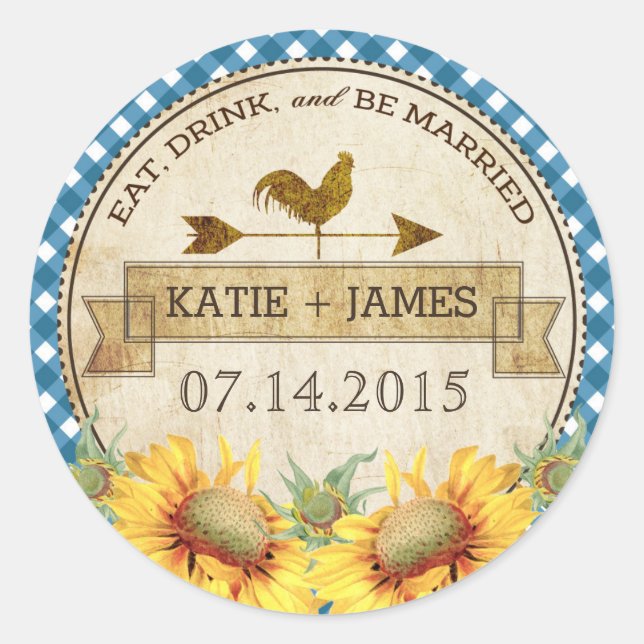 Adesivo Rótulo de Casamento Russo de Girassóis (Frente)