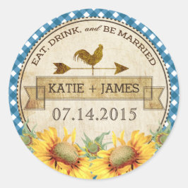 Adesivo Rótulo de Casamento Russo de Girassóis
