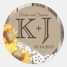 Adesivo Rótulo de Casamento Rústico do Rastreio de Madeira