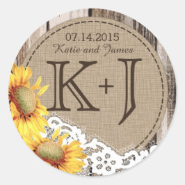 Adesivo Rótulo de Casamento Rústico do Rastreio de Madeira