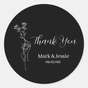 Adesivo Rótulo de Casamento Simples preto e branco