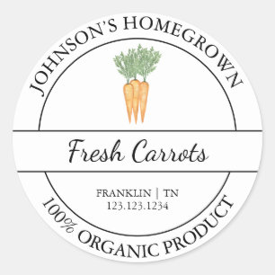 Adesivo Rótulo de Cenoura Orgânica Fresca para Jardim Domé