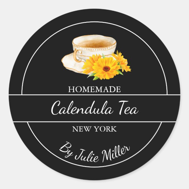 Adesivo Rótulo de Chá de Calendula Caseiro Simples (Frente)
