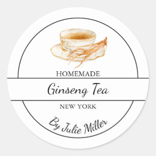 Adesivo Rótulo de Chá de Ginseng Caseiro Simples