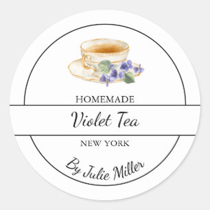Adesivo Rótulo de Chá de Violeta Caseiro Simples