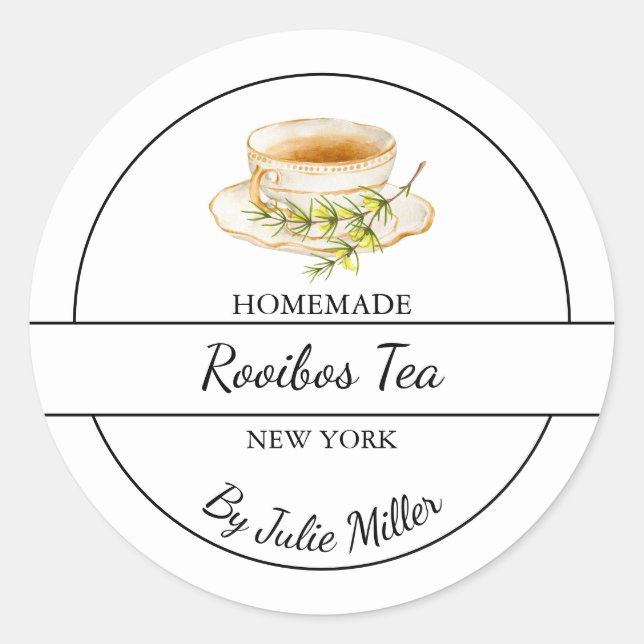 Adesivo Rótulo de Chá Rooibos Caseiro Simples (Frente)