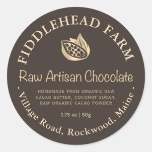 Adesivo Rótulo de Chocolate Orgânico Dourado Cacao Cacau B