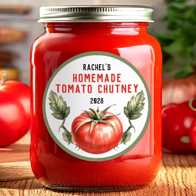 Adesivo rótulo de Chutney de Tomate caseiro estilo retrô (Criador carregado)